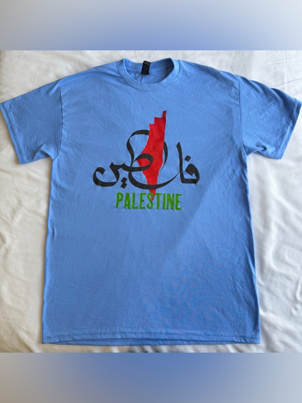 Palestine Graphic Crew Neck T-Shirt - Blue NWOT - Picture 2 of 7
